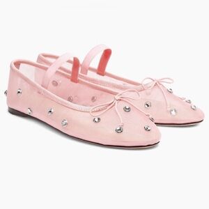 Loeffler Randall Leonie Pink Flats with Silver Accents
